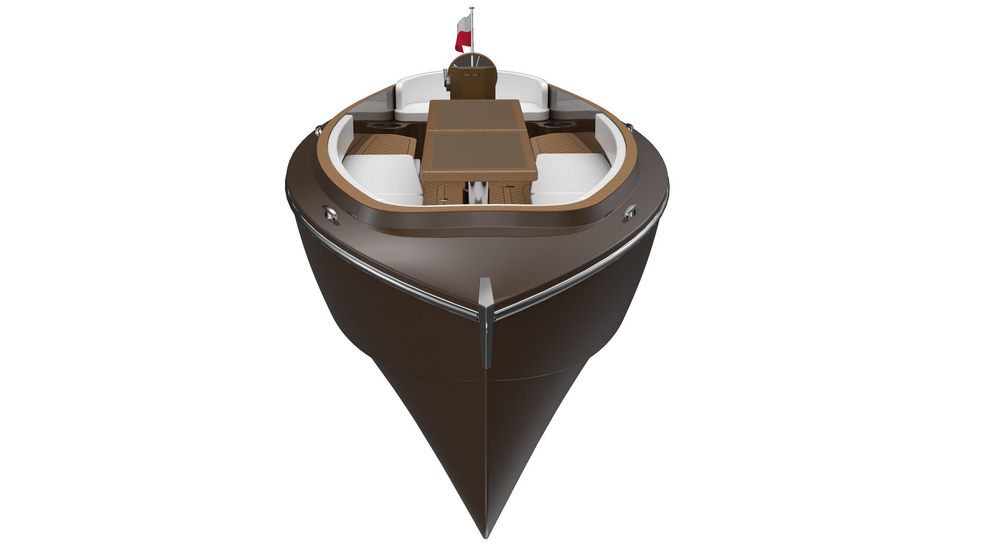 Electric picnic boat, day cruiser CANNA Unity in brown color