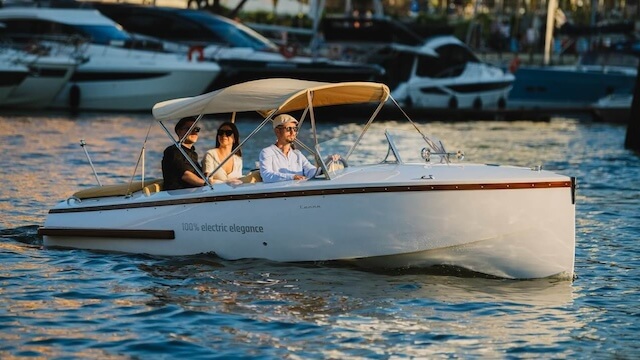 electric boat, classic boat, canna one
