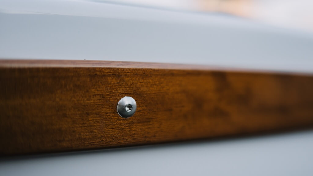wooden fender stripes in electric boat