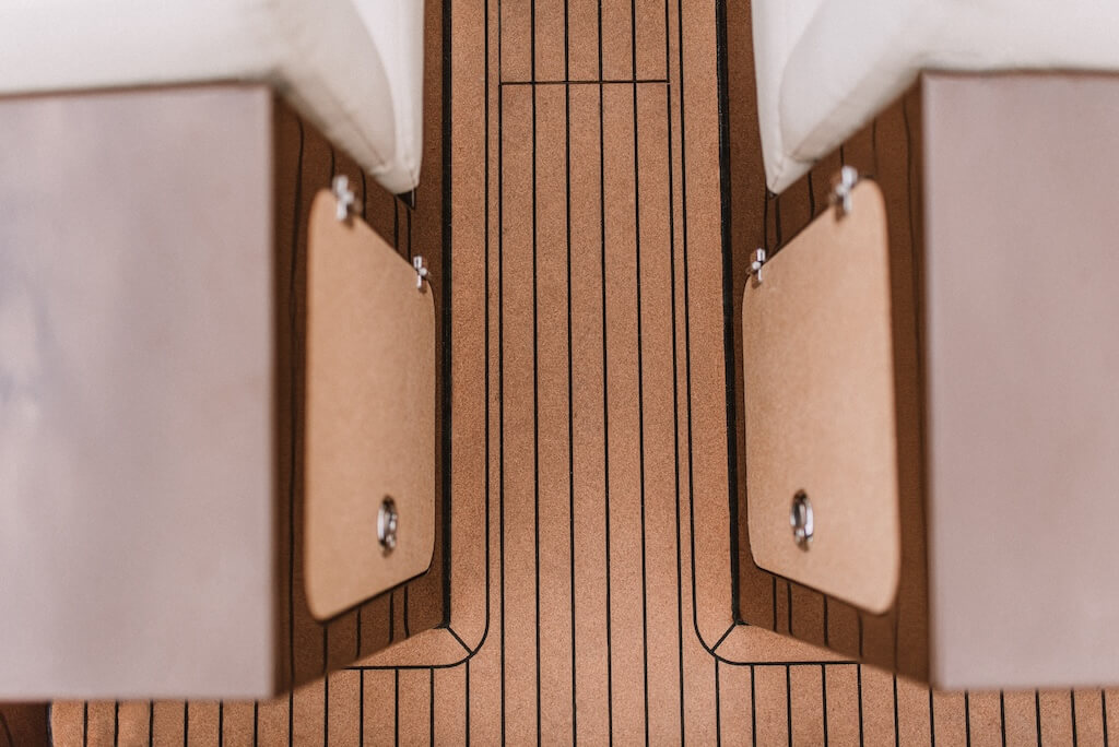 Cork flooring in CANNA One, electric boat