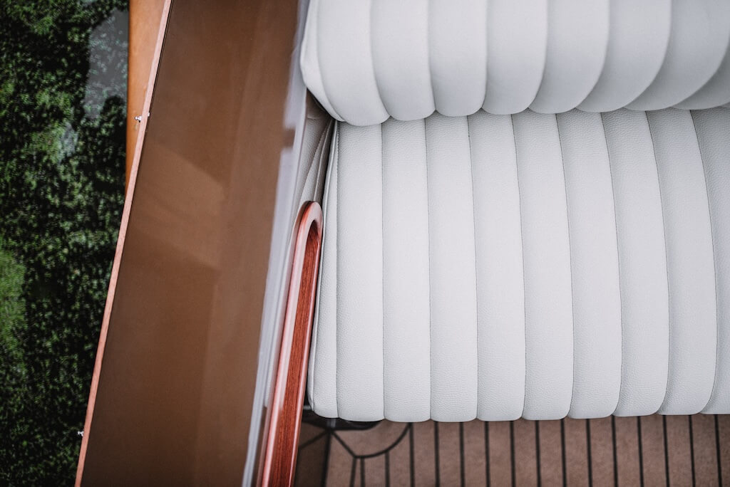 eco leather upholstery in electric boat, CANNA One