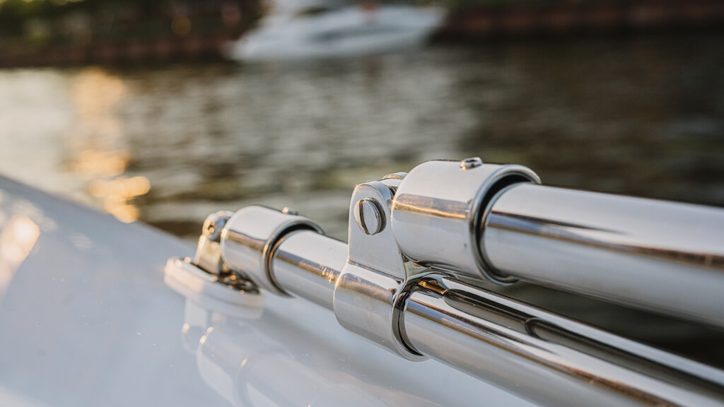 electric boat, canna one, steel details