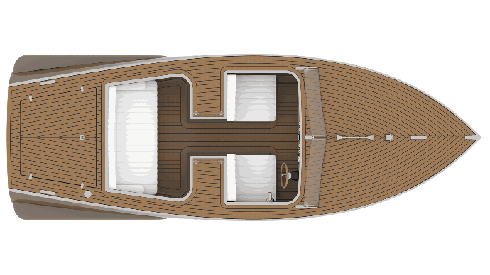 Cork decking in CANNA One, electric boat